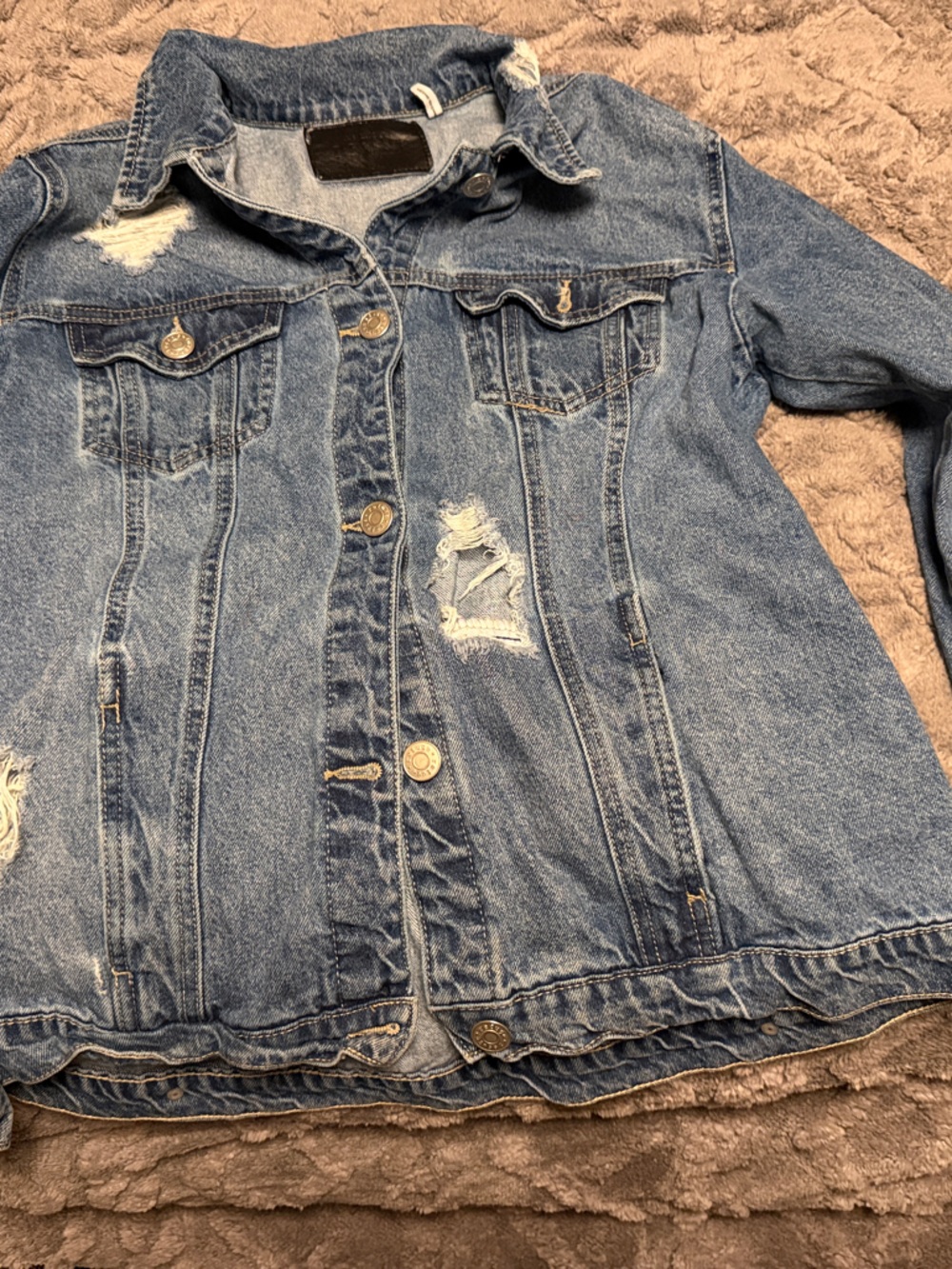 refuge Distressed Light Blue Denim Jacket